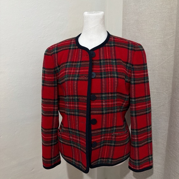 Red Plaid Button-Up Jacket - Talbots - Picture 8 of 9